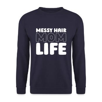Mom Mom Messy Bun Mom Life - Unisex Sweatshirt - navy - Front - Alina (178cm) & Michal (187cm)