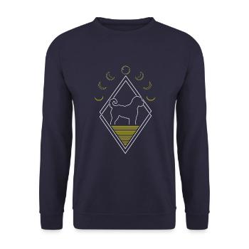 Golden Doodle Abstrakt Moon Phases - Unisex Pullover - Navy - Vorne - Alina (178cm) & Michal (187cm)