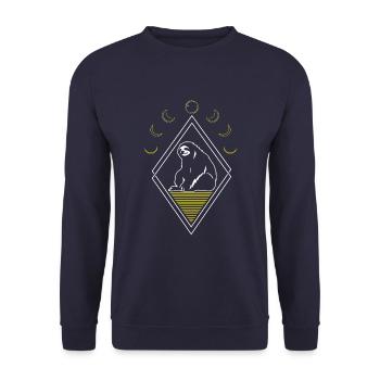 Faultier Abstrakt Moon Phases - Unisex Pullover - Navy - Vorne - Alina (178cm) & Michal (187cm)