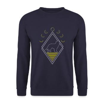 Border Collie Abstract Moon Phases - Unisex Sweatshirt - navy - Front - Alina (178cm) & Michal (187cm)