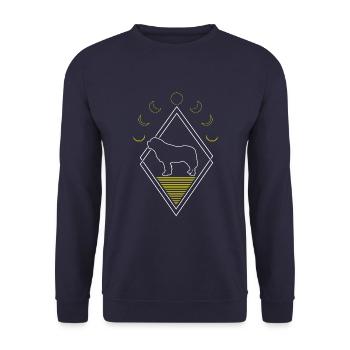 Saint Bernard Abstract Moon Phases - Unisex Sweatshirt - navy - Front - Alina (178cm) & Michal (187cm)