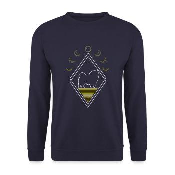 Chow Chow Abstract Moon Phases - Unisex Sweatshirt - navy - Front - Alina (178cm) & Michal (187cm)