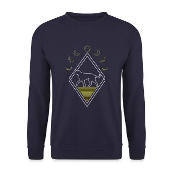 Irischer Wolfshund Abstrakt Moon Phases - Unisex Pullover - Navy - Vorne - Alina (178cm) & Michal (187cm)