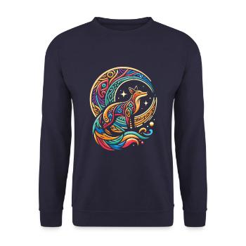 Fuchs Stammes Moon - Unisex Pullover - Navy - Vorne - Alina (178cm) & Michal (187cm)
