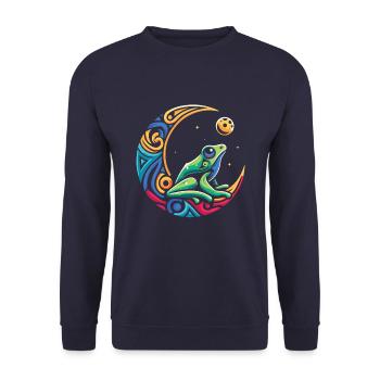Frog Toad Tribal Moon - Unisex Sweatshirt - navy - Front - Alina (178cm) & Michal (187cm)