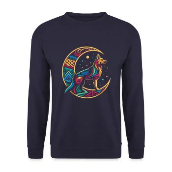 Schäferhund Stammes Moon - Unisex Pullover - Navy - Vorne - Alina (178cm) & Michal (187cm)