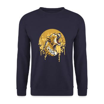 Hurlement de la lune guépard - Sweat-shirt Unisexe - marine - Devant - Alina (178cm) & Michal (187cm)