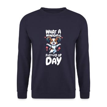 Papillon Funny Fucked Up Day - Unisex Sweatshirt - navy - Front - Alina (178cm) & Michal (187cm)