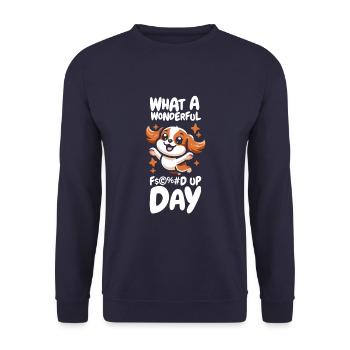 King Charles Cavalier Drôle Fucked Up Day - Sweat-shirt Unisexe - marine - Devant - Alina (178cm) & Michal (187cm)