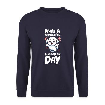 Bichon Frize Funny Fucked Up Day - Unisex Sweatshirt - navy - Front - Alina (178cm) & Michal (187cm)