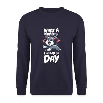 Schnauzer Dog Funny Fucked Up Day - Unisex Sweatshirt - navy - Front - Alina (178cm) & Michal (187cm)