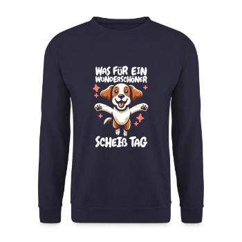 Brittany Spaniel Lustig - Unisex Pullover - Navy - Vorne - Alina (178cm) & Michal (187cm)