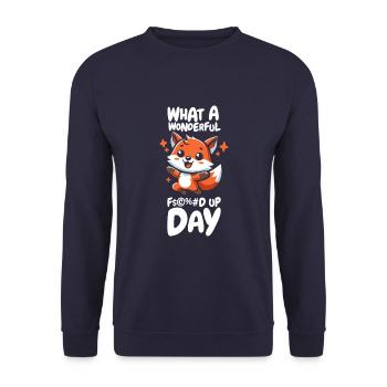 Fox Funny Fucked Up Day - Unisex Sweatshirt - navy - Front - Alina (178cm) & Michal (187cm)