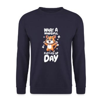 Cat Funny Fucked Up Day - Unisex Sweatshirt - navy - Front - Alina (178cm) & Michal (187cm)