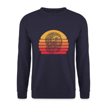 Fox Tribal Moon Phases - Unisex Sweatshirt - navy - Front - Alina (178cm) & Michal (187cm)