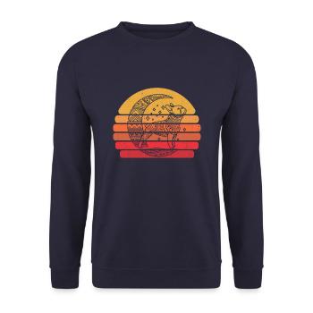 French Bulldog Stammes Moon Phases - Unisex Pullover - Navy - Vorne - Alina (178cm) & Michal (187cm)