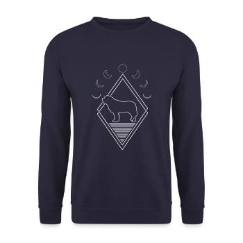 Bernhardiner Moon Phases - Unisex Pullover - Navy - Vorne - Alina (178cm) & Michal (187cm)