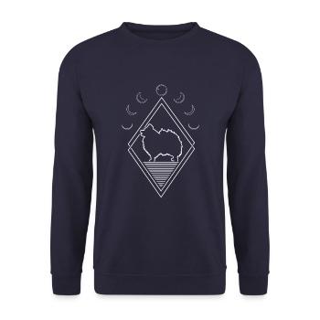 Pomeranian Moon Phases - Unisex Sweatshirt - navy - Front - Alina (178cm) & Michal (187cm)