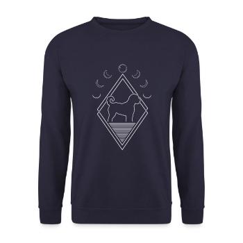 Golden Doodle Moon Phases - Unisex Pullover - Navy - Vorne - Alina (178cm) & Michal (187cm)