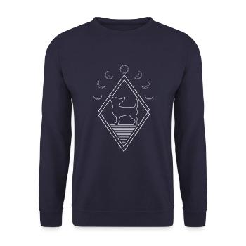 Chihuahua Moon Phases - Unisex Pullover - Navy - Vorne - Alina (178cm) & Michal (187cm)
