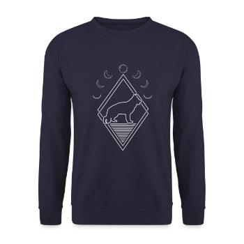 Schäferhund Moon Phases - Unisex Pullover - Navy - Vorne - Alina (178cm) & Michal (187cm)
