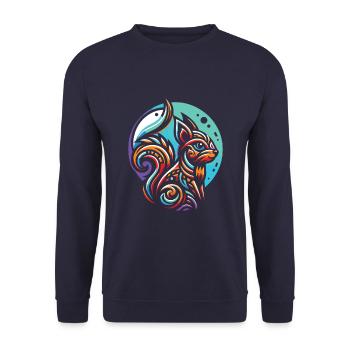 Squirrel Moon Phases - Unisex Sweatshirt - navy - Front - Alina (178cm) & Michal (187cm)