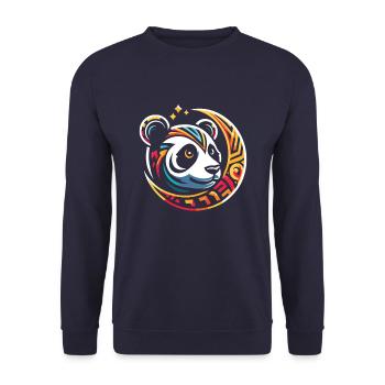 Großer Panda Pandabär Moon Phases - Unisex Pullover - Navy - Vorne - Alina (178cm) & Michal (187cm)