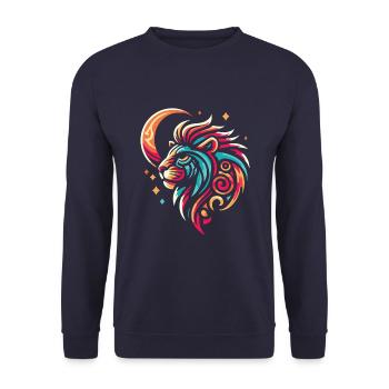 Löwe Moon Phases - Unisex Pullover - Navy - Vorne - Alina (178cm) & Michal (187cm)