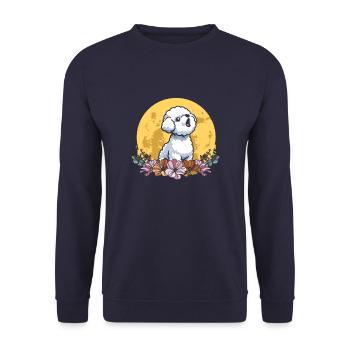 Bichon Frize Wild Floral Moon - Unisex Sweatshirt - navy - Front - Alina (178cm) & Michal (187cm)