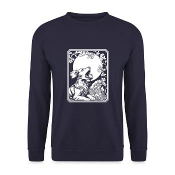 Brittany Spaniel Japon Cherry Blossom Lune - Sweat-shirt Unisexe - marine - Devant - Alina (178cm) & Michal (187cm)