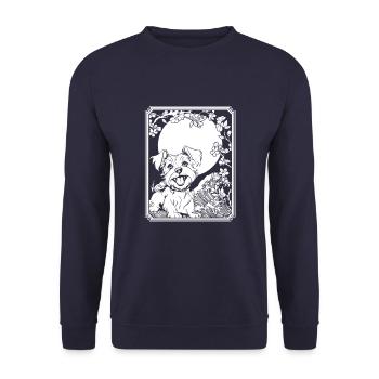 Yorkshire Terrier Japon Cherry Blossom Lune - Sweat-shirt Unisexe - marine - Devant - Alina (178cm) & Michal (187cm)