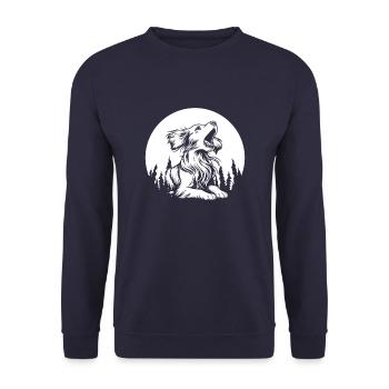 Brittany Spaniel Moon Howling - Unisex Pullover - Navy - Vorne - Alina (178cm) & Michal (187cm)