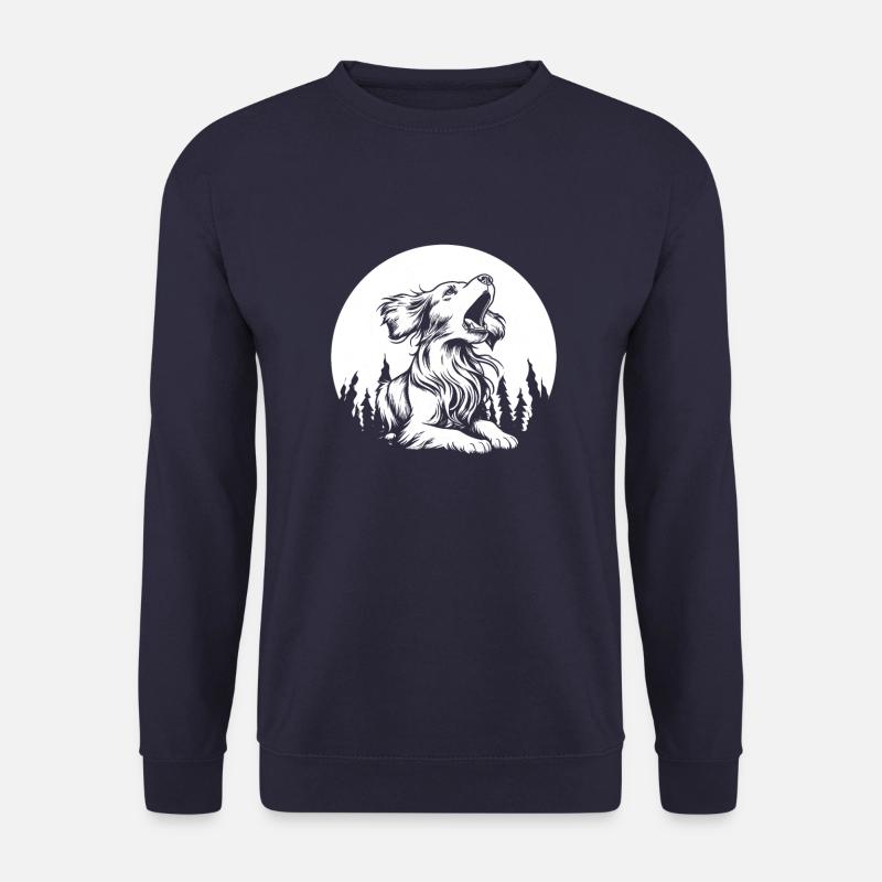Brittany Spaniel Moon Howling - Unisex Sweatshirt - navy