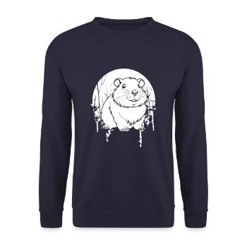 Hamster Goldhamster Moon Howling - Unisex Pullover - Navy - Vorne - Alina (178cm) & Michal (187cm)