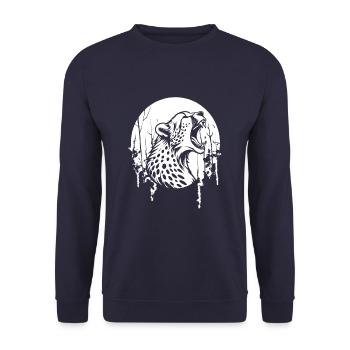 Hurlement de la lune guépard - Sweat-shirt Unisexe - marine - Devant - Alina (178cm) & Michal (187cm)