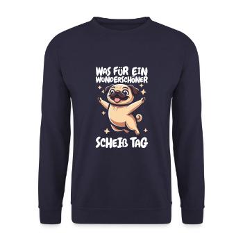 Pug Dog Funny Please Keep Your Mouth Shut - Unisex Sweatshirt - navy - Front - Alina (178cm) & Michal (187cm)
