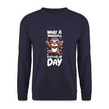 Faultier Fucked Up Day - Unisex Pullover - Navy - Vorne - Alina (178cm) & Michal (187cm)