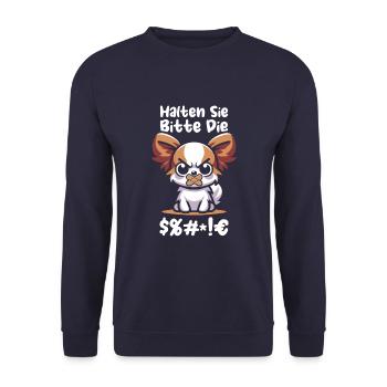 Papillon Halten Sie Bitte Die Fresse - Unisex Pullover - Navy - Vorne - Alina (178cm) & Michal (187cm)