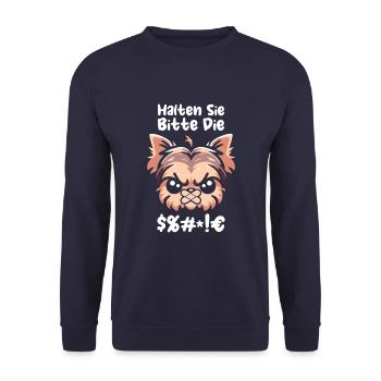 Yorkshire Terriers, please keep your mouth shut - Unisex Sweatshirt - navy - Front - Alina (178cm) & Michal (187cm)
