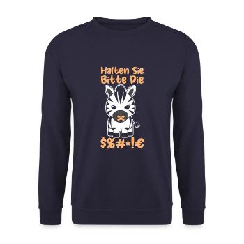 Zebra Halten Sie Bitte Die Fresse - Unisex Pullover - Navy - Vorne - Alina (178cm) & Michal (187cm)