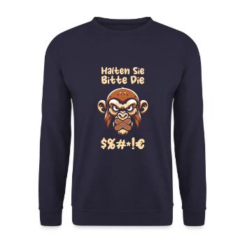 Monkey please shut up - Unisex Sweatshirt - navy - Front - Alina (178cm) & Michal (187cm)