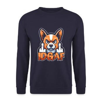 Corgi Es Ist Mir Scheißegal Idgaf - Unisex Pullover - Navy - Vorne - Alina (178cm) & Michal (187cm)