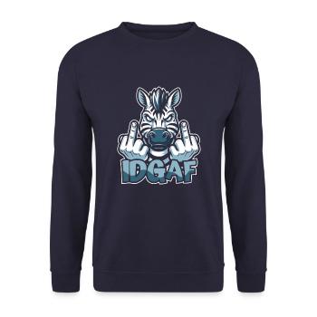 Zebra I don't give a Idgaf - Unisex Sweatshirt - navy - Front - Alina (178cm) & Michal (187cm)