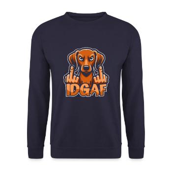 Dackel Dachshund Es Ist Mir Scheißegal Idgaf - Unisex Pullover - Navy - Vorne - Alina (178cm) & Michal (187cm)