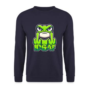 Frosch Kröte Es Ist Mir Scheißegal Idgaf - Unisex Pullover - Navy - Vorne - Alina (178cm) & Michal (187cm)