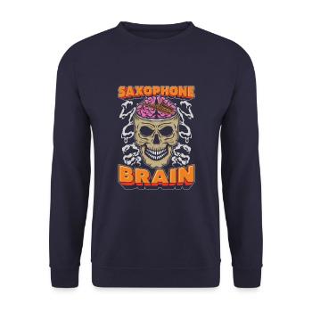 Saxophone Saxophone Skull Saxophone Brain - Unisex Sweatshirt - navy - Front - Alina (178cm) & Michal (187cm)