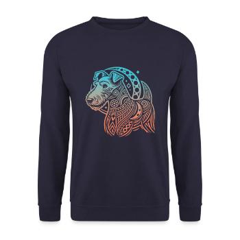 Airedale Terrier Stammes Moon Phases - Unisex Pullover - Navy - Vorne - Alina (178cm) & Michal (187cm)