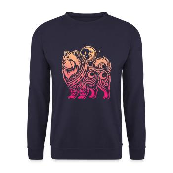 Chow Chow Stammes Moon Phases - Unisex Pullover - Navy - Vorne - Alina (178cm) & Michal (187cm)