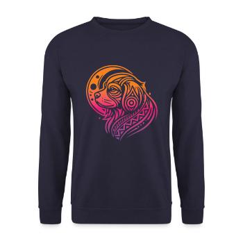 King Charles Cavalier Stammes Moon Phases - Unisex Pullover - Navy - Vorne - Alina (178cm) & Michal (187cm)