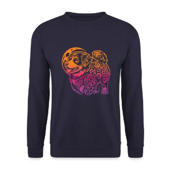Berner Sennenhund Stammes Moon Phases - Unisex Pullover - Navy - Vorne - Alina (178cm) & Michal (187cm)